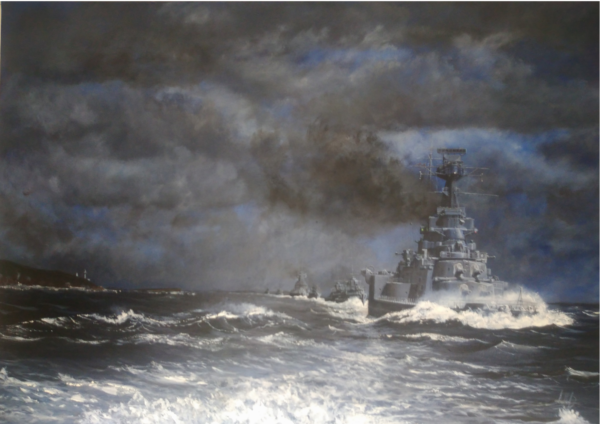 To show what the scene possibly looked like the night they left the safety of Scapa Flow in May 1941