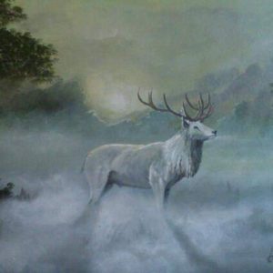 A white Hart in the misty meadow