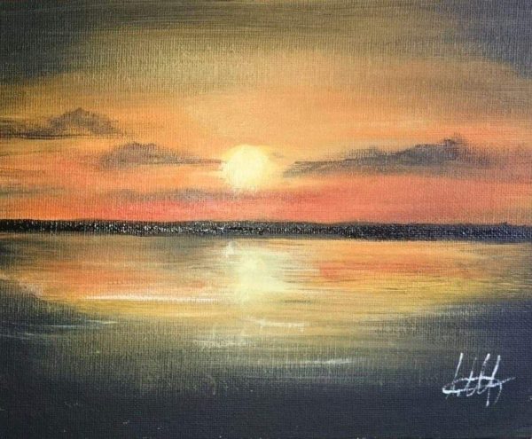 a lagoon at sunset